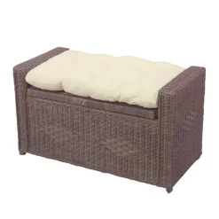 Rattan Geflecht Sitztruhe in Braun - Leony