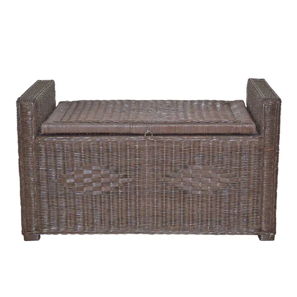 Rattan Geflecht Sitztruhe in Braun - Leony
