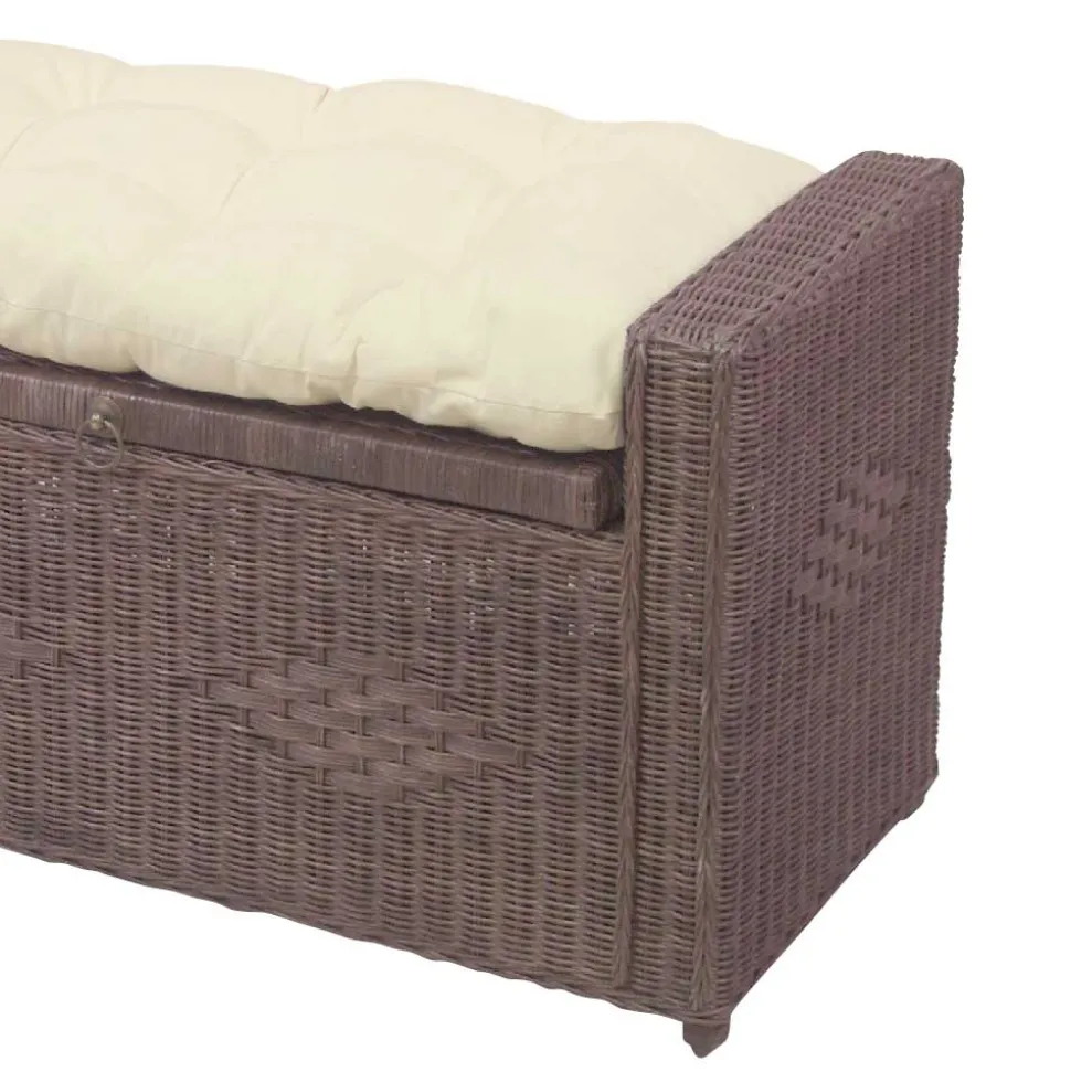 Rattan Geflecht Sitztruhe in Braun - Leony