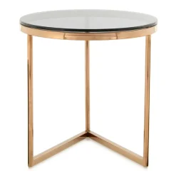 Rauchglas Beistelltisch mit Gestell in Rosegold - Shivan