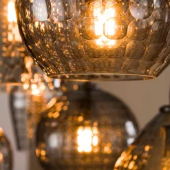 Rauchglas Hängeleuchte mit unterschiedlichen Schirmen - Troja