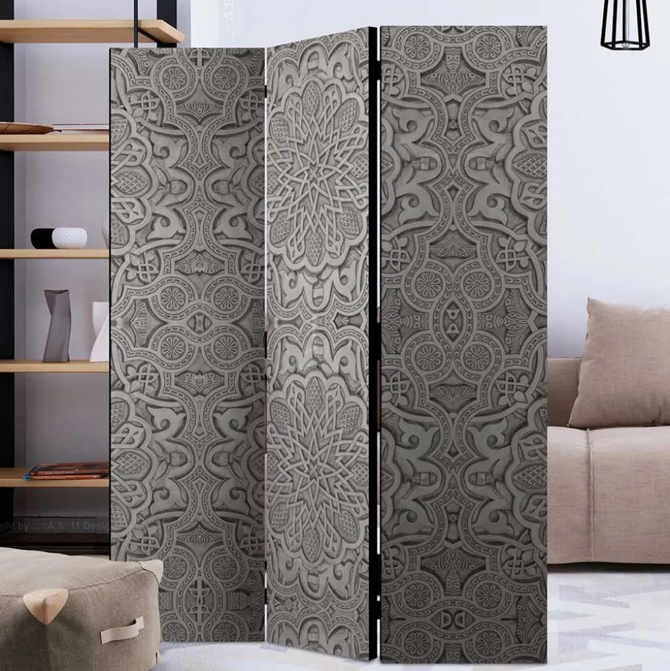 Raumteiler mit Mandala Motiv in Grau - Sololos
