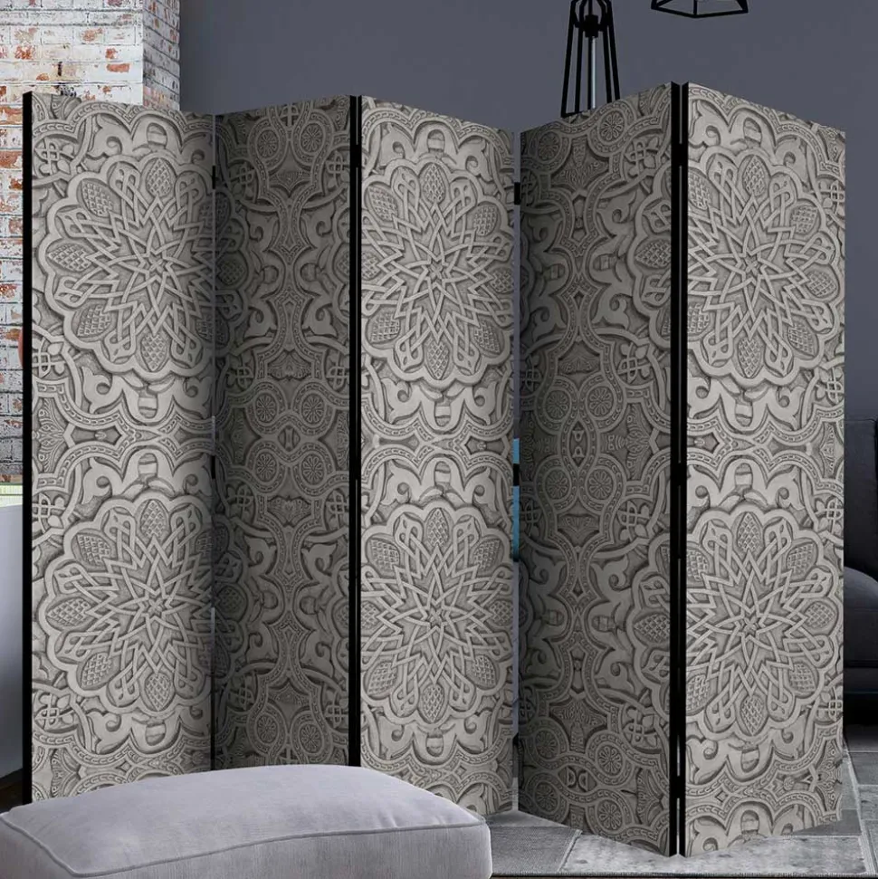 Raumteiler mit Mandala Motiv in Grau - Sololos