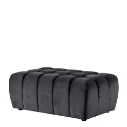 Rechteckiger Samthocker in Dunkelgrau - Zeonela