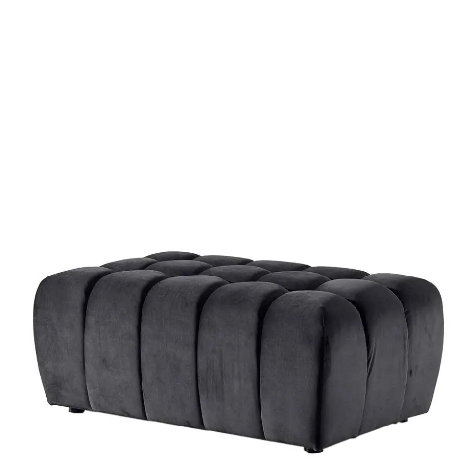 Rechteckiger Samthocker in Dunkelgrau - Zeonela