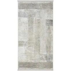 Rechteckiger Teppich in Creme und Hellgrau - Sascora