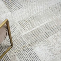 Rechteckiger Teppich in Creme und Hellgrau - Sascora