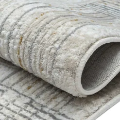 Rechteckiger Teppich in Creme und Hellgrau - Sascora