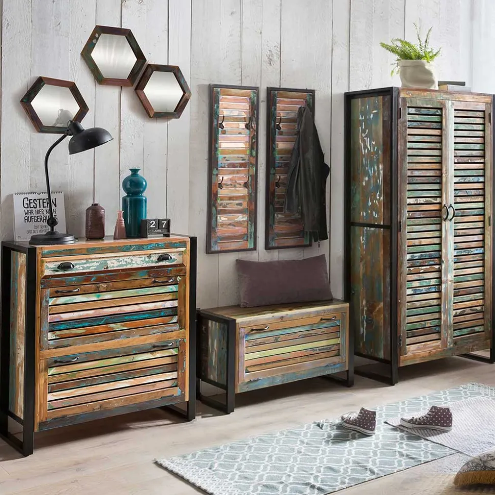 Recyclingholz Flurmöbel im Shabby Chic - Vosbadus (fünfteilig)