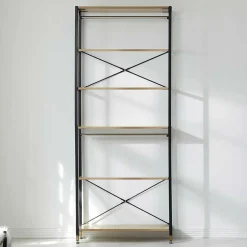 Regal Garderobe aus Metall & MDF in Akazie Optik - Masiela