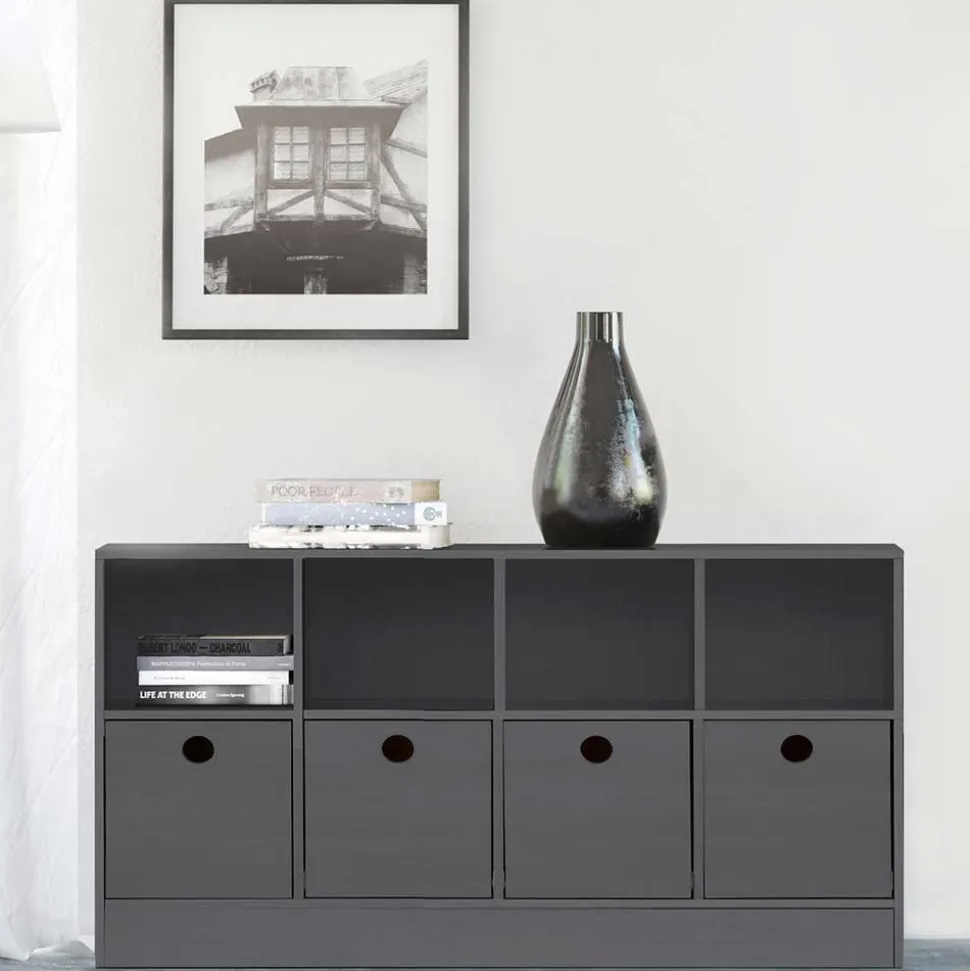 Regal mit 4 Fächern und 4 Boxen - Buleta