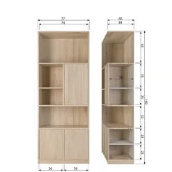 Regal mit vier Fächern und drei Türen - Ewana
