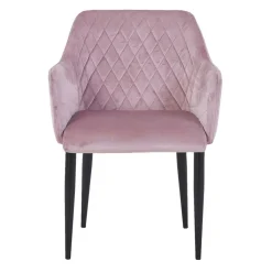 Retro Armlehnenstuhl in Altrosa Samt - Onjamy (2er Set)