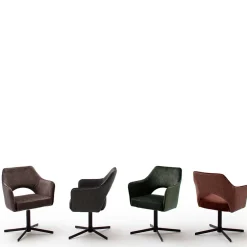 Retro Armlehnstühle in Oliv Grün Velours - Aldura (2er Set)