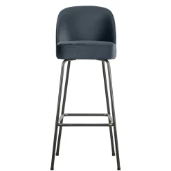 Retro Bar Stuhl in Petrol Blau Samt - Plicardo