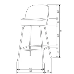 Retro Barstuhl in Dunkelgrün Samt - Arletta