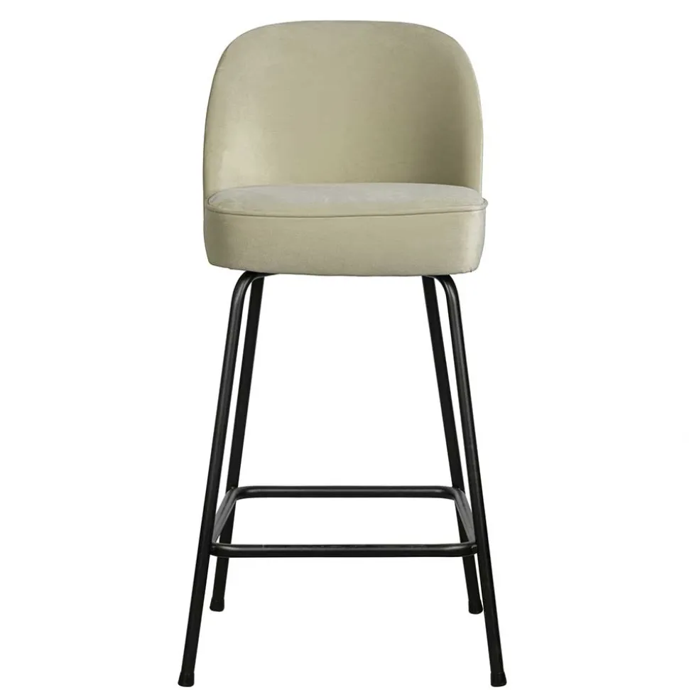 Retro Design Barstuhl in Graugrün Samt - Ilussiana