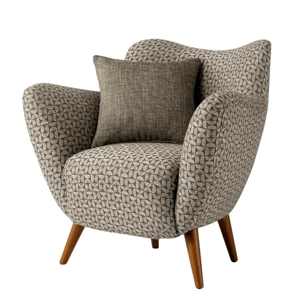 Retro Designsessel in Beige und Braun gemustert - Regiovs