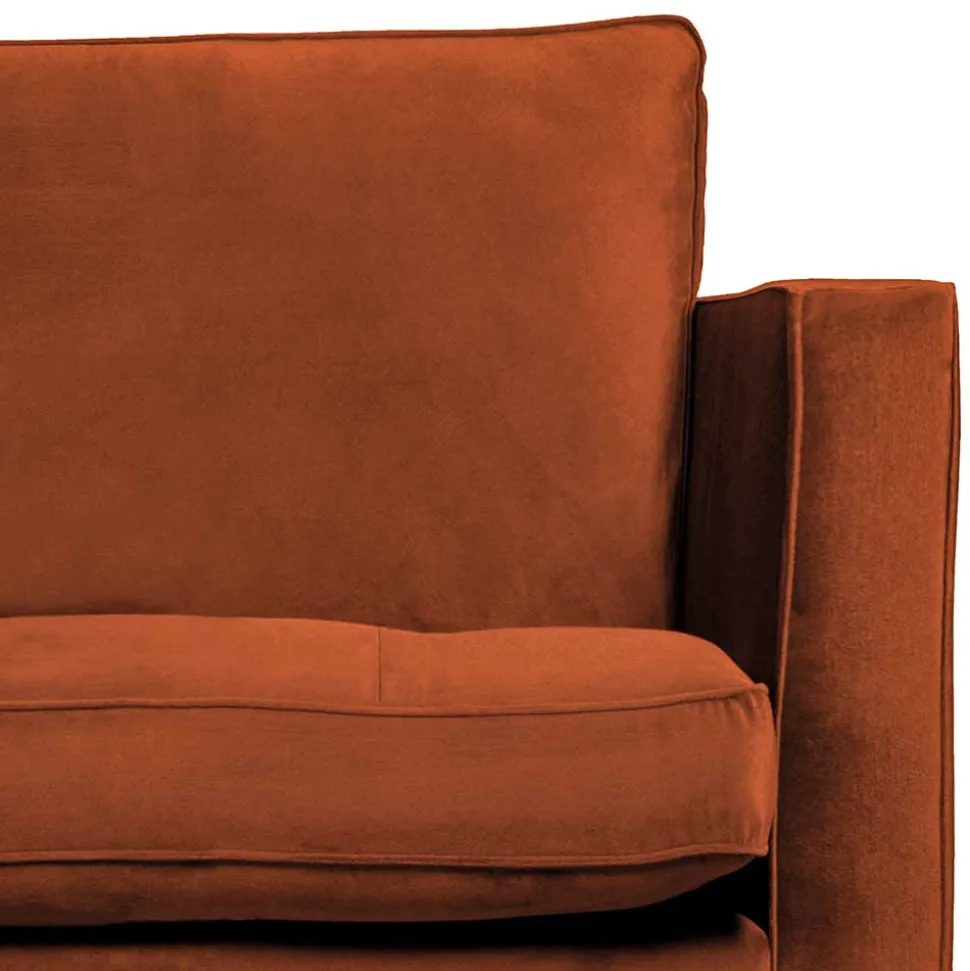 Retro Designsessel in Rost Braun Samt - Naryon