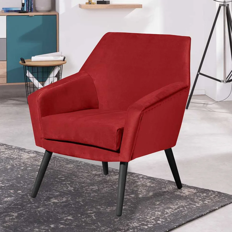 Retro Designsessel in Ziegelrot Samtvelours - Nina