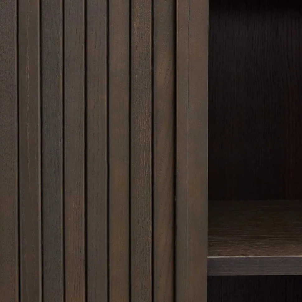 Retro Highboard mit Schiebetüren und Fächern - Tadaco