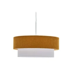 Retro Hängeleuchte in Senfgelb Cord - Dunedin