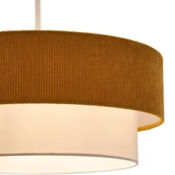 Retro Hängeleuchte in Senfgelb Cord - Dunedin