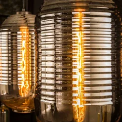 Retro Hängeleuchte mit Glas Schirmen in Chrom - Tornado