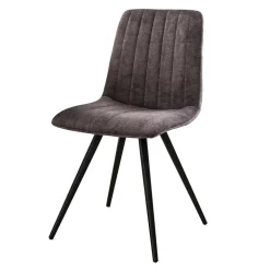 Retro Küchenstühle in Grau Samt - Valjita (4er Set)