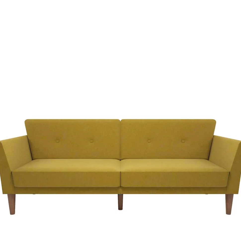 Retro Klappcouch in Senfgelb und Natur - Fiby