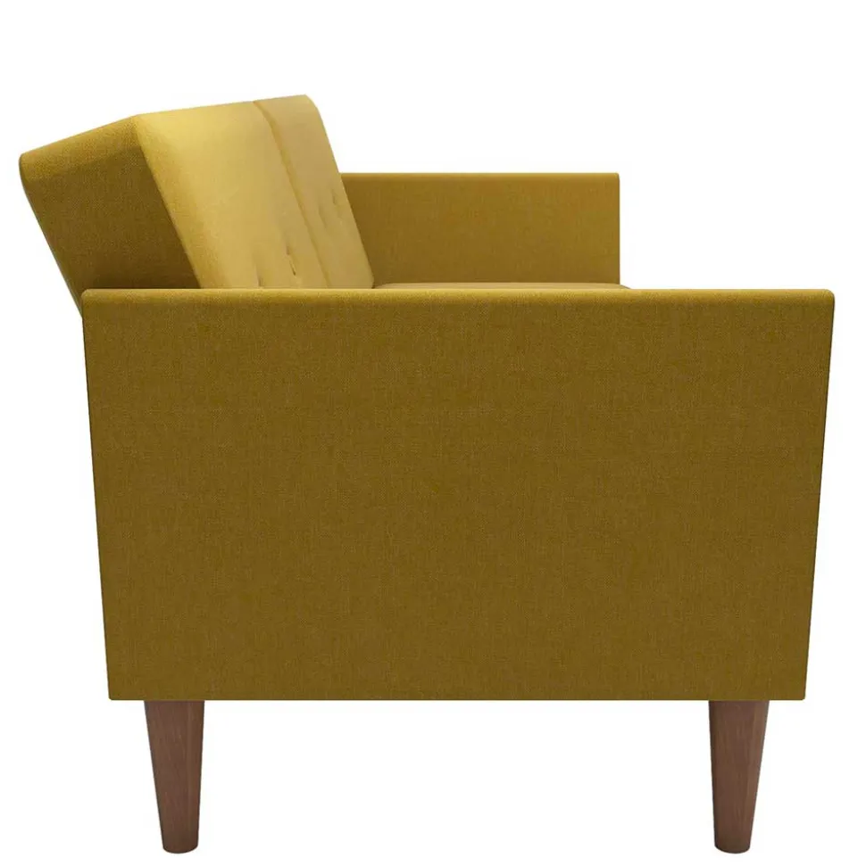 Retro Klappcouch in Senfgelb und Natur - Fiby