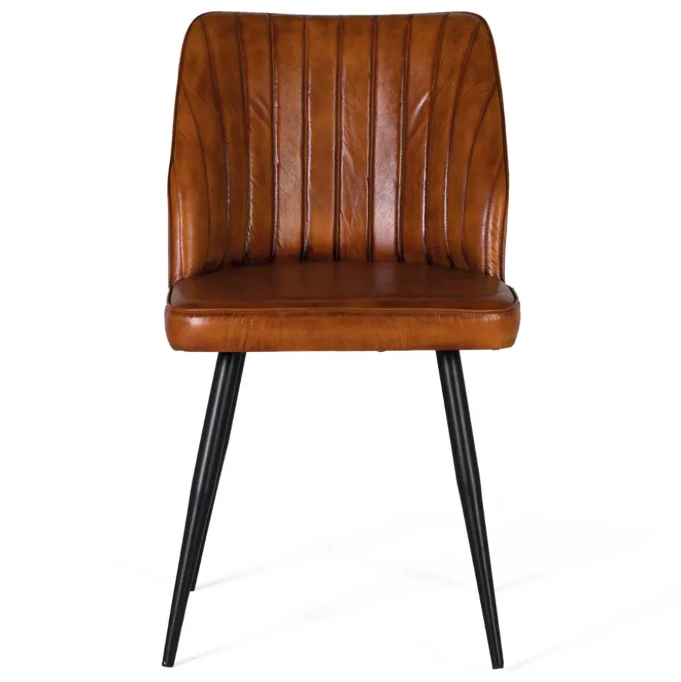 Retro Lederstuhl in Cognac Braun - Valtte