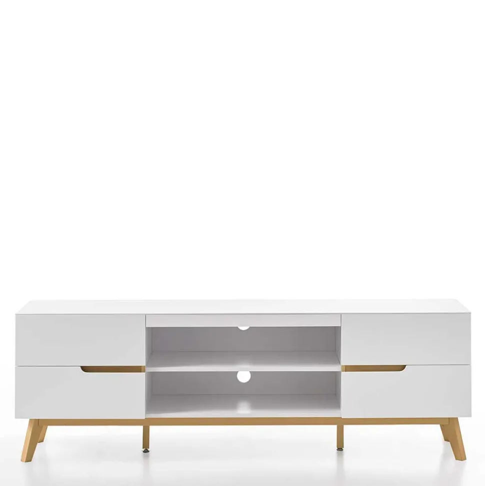 Retro Lowboard für Fernseher Valezianos in Weiß