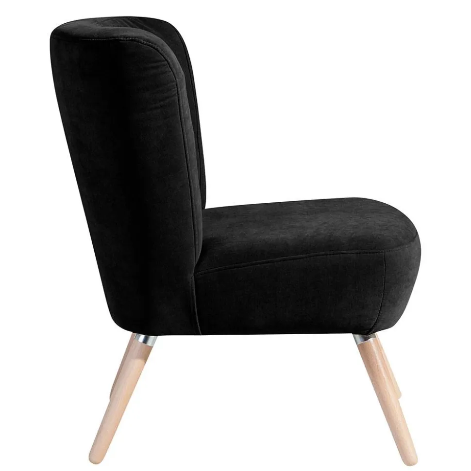 Retro Polstersessel in Schwarz Velours - Adaliz