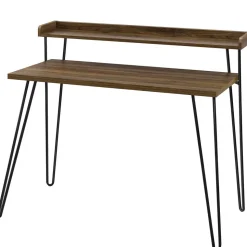 Retro Schreibtisch in Walnuss Optik & Schwarz - Filumenta