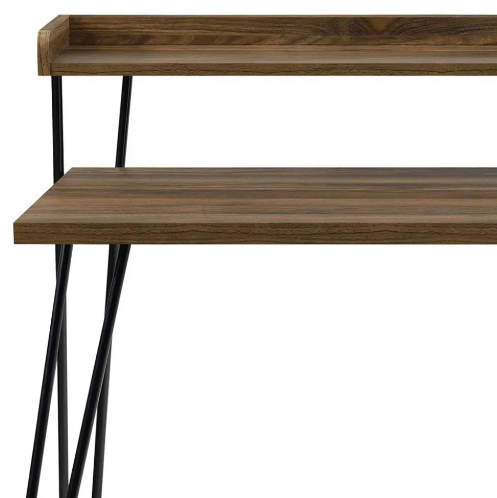 Retro Schreibtisch in Walnuss Optik & Schwarz - Filumenta