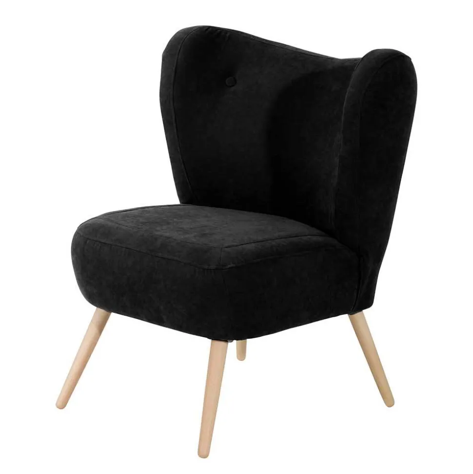 Retro Sessel in Schwarz Velours - Kerou