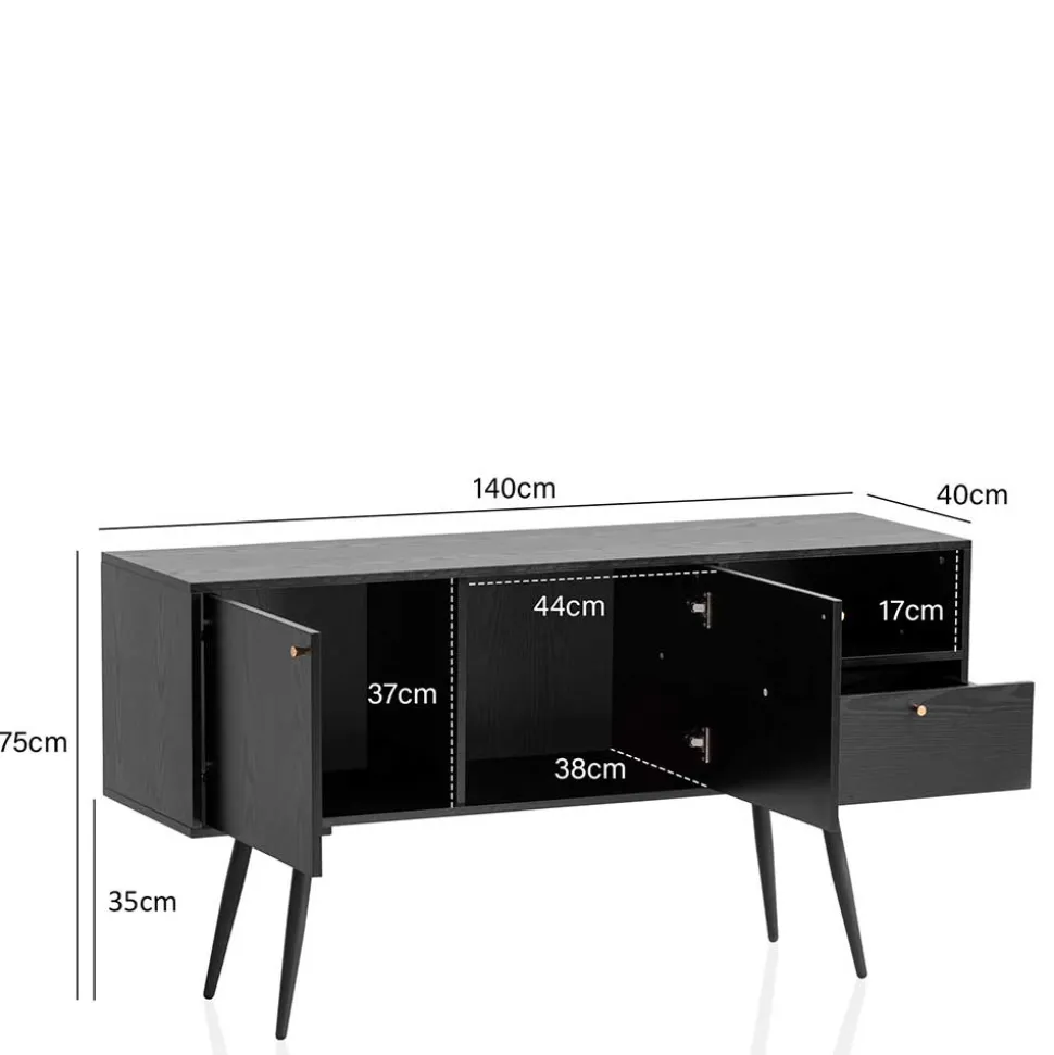 Retro Sideboard in Schwarz - Flair