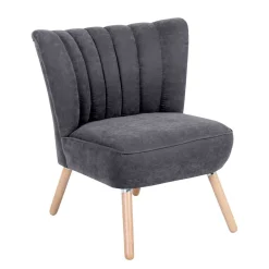 Retro Style Sessel in Anthrazit Velours - Valentino