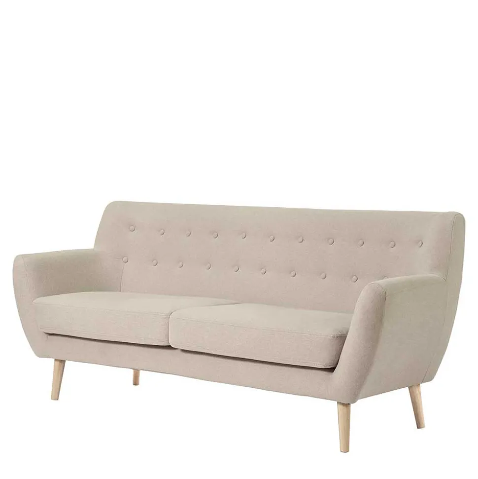 Retro Style Sofa in Beige mit Natur - Paulo