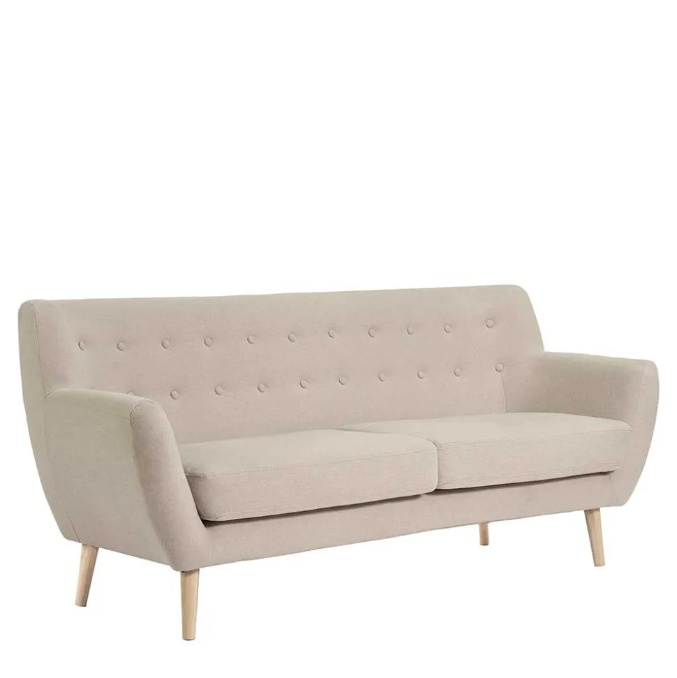 Retro Style Sofa in Beige mit Natur - Paulo