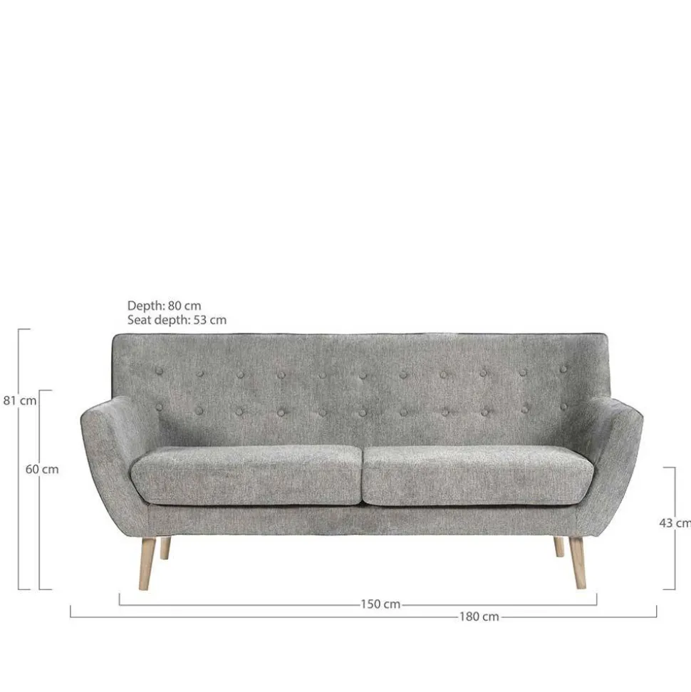 Retro Style Sofa in Beige mit Natur - Paulo
