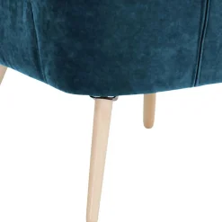 Retro Style Wohnzimmersessel in Petrol Velours - Etura