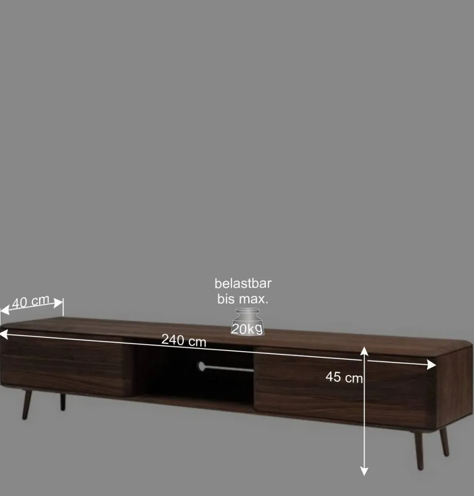 Retro TV Element aus Nussbaum Massivholz - Rivossa