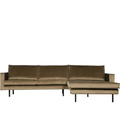 Retro Velvet Ecksofa in Taupe - Museo