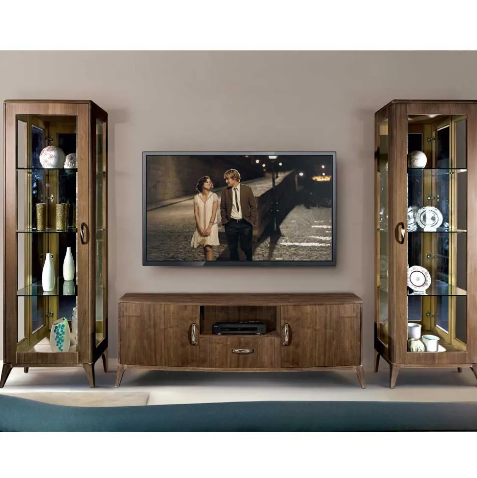 Retro Wohnwandd in Nussbaum - Gralaz (dreiteilig)