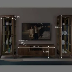 Retro Wohnwandd in Nussbaum - Gralaz (dreiteilig)