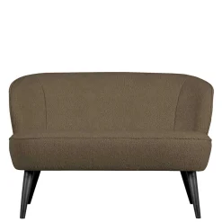 Retro Wohnzimmersofa in Hellbraun Plüsch - Kermita