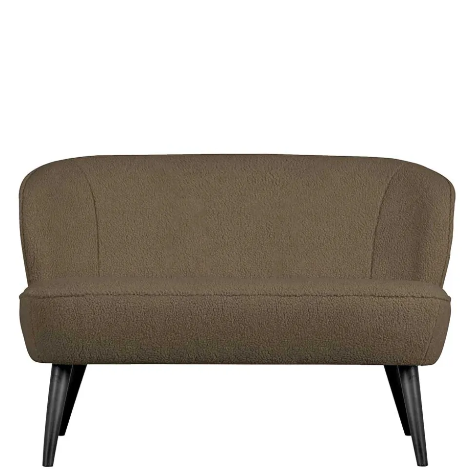 Retro Wohnzimmersofa in Hellbraun Plüsch - Kermita