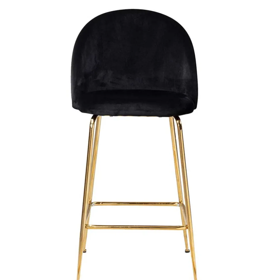 Retrostyle Barstuhl in Schwarz und Gold - Chiosma (2er Set)